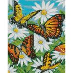 Картина по номерам Strateg HX419 Алмазная мозайка Бабочки на ромашке 30x40