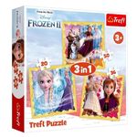 Головоломка Trefl 34847 Puzzle 3in1 Anna and Elsa Frozen 2