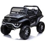 Mașină electrică pentru copii Kids car 8490032-4BR_Black Mercedes-Benz Unimog, 12V14Ah, scaune din piele