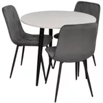 Комплект стол и стулья Evelin di Costacurta cтол DT-404-3B + 3 стула YTC-080B Bluvel-14 (Dark grey)