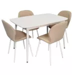 Комплект стол и стулья Evelin di Costacurta стол DT-532R Wh + 4 стула YTC-064Wh Bjorn-24 (Light beige)