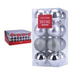 Новогодний декор Promstore 39952 Набор шаров 16x50mm, серебр в коробке, 3 дизайна