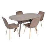 Комплект стол и стулья Evelin di Costacurta стол Raffles Oval Antique Grey + 4 стула YTC-080Wo Bluvel-38