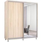 Dulap Mobildor-Lux Aron cu uși glisante din oglindă și PAL (210x60x230H cm) Sonoma