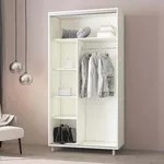 Dulap Mobildor-Lux Aron-P 1.0m-1.8m uși glisante din PAL cu oglindă zebra (130x60x200H cm) Anthracite