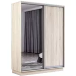 Dulap Mobildor-Lux Fox uși glisante din oglindă și PAL (160x60x220H cm) Sonoma