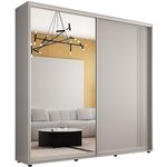 Dulap Mobildor-Lux Compact uși glisante Oglindă + PAL cu ornament linii (230x45x220H cm) Grey