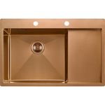 Chiuvetă bucătărie Fabiano 78x51 Bronze+baterie+dozator L/R