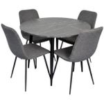 Комплект стол и стулья Evelin di Costacurta cтол DT-402-6B + 4 стула YTC-078B Bluvel-14 (Dark grey)