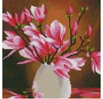 Картина по номерам Strateg CA-0046 Алмазная мозайка Магнолия в вазе 30x30