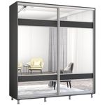 Dulap Mobildor-Lux Aron-S uși glisante din PAL cu oglindă zebra (190x60x220H cm) Anthracite