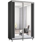 Dulap Mobildor-Lux Aron-S uși glisante din PAL cu oglindă vertical (130x60x220H cm) Anthracite