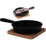 Сковорода Excellent Houseware 40296 Сковорода чугунная 12.5cm и деревянная подставка