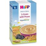 Terci organic Hipp din cereale și prune cu lapte (6+ luni), 250gr.