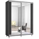Dulap Mobildor-Lux Aron-P uși glisante din PAL cu oglindă vertical (180x60x200H cm) Anthracite