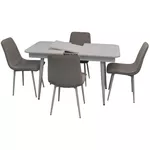Комплект стол и стулья Evelin di Costacurta стол DT-431-1R WH + 4 стула XR-154Wh Light Grey47 (velur)