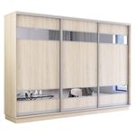 Шкаф Mobildor-Lux Fox uși glisante din PAL cu elemente din oglindă (330x60x220H cm) Sonoma