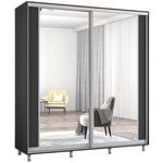 Dulap Mobildor-Lux Aron cu uși glisante cu oglindă vertical (220x60x240H cm) Anthracite