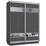 Dulap Mobildor-Lux Fox uși glisante din PAL cu elemente din oglindă (190x60x200H cm) Anthracite