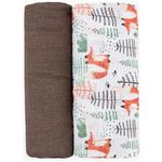 Аксессуар для пеленания Petite&Mars 417366 Set 2 pelinci de muselina din bambus Misty Forest Fox, 120x120cm