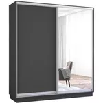 Dulap Mobildor-Lux Fox uși glisante din oglindă și PAL (180x60x210H cm) Anthracite