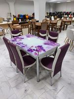 Комплект Келебек ɪɪ 901 + 6 стульев фиолетовые с белым