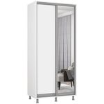 Шкаф Mobildor-Lux Арон с раздвижными дверцами из зеркала и ДСП (110x60x230H см) Brilliant White