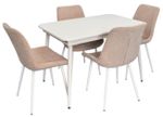 Комплект стол и стулья Evelin di Costacurta стол DT-531R Wh + 4 стула YTC-055Wh UF885-03 (Light beige)