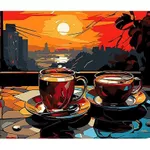 Картина по номерам Strateg 58025 Ceai la apus 30x40cm (fundal negru)