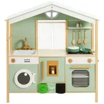 Bucătărie și veselă de jucărie Premaman PJQKDA-CCC-UNQ Bucatarie din lemn cu accesorii Verde