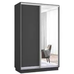 Шкаф Mobildor-Lux Раздвижные двери Fox из зеркала и ДСП (140x60x230 см, высота) Антрацит