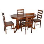 Комплект стол и стулья Evelin di Costacurta стол HV-31N Burnish Oak + 4 стула Gloria Burnish oak/Ekea12 Dark Brown