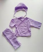 Set din muslin Pampy cu camasa (0-3 luni) Violet