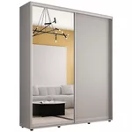 Dulap Mobildor-Lux Compact uși glisante Oglindă + PAL (210x45x200H cm) Grey