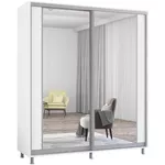 Dulap Mobildor-Lux Aron cu uși glisante cu oglindă vertical (230x60x220H cm) Alb Brilliant