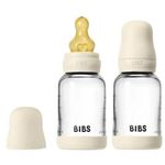 Поильник BIBS 5219216 Set 2 biberoane din sticla Ivory cu tetina din latex flux lent, 120ml