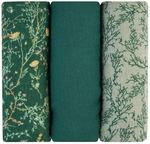 Аксессуар для пеленания Kikka Boo 31103010103 Pelinci de muselina Secret Garden Green, 75x75cm, 3buc