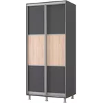 Dulap Mobildor-Lux Aron-S 1.0m-1.8m uși glisante din PAL orizontal (100x60x200H cm) Anthracite