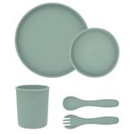 Seturi pentru hrănire bebelușilor Kikka Boo 31302050001 Set de alimentatie din silicon Platinum Sage, 5 piese