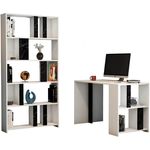 Офисный стол Trendy Lima, marmura alba, neagra, cu raft