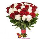Букет из 25 Красно-белых роз