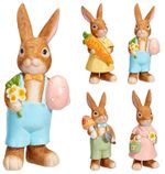 Decor Promstore 42564 Statueta Iepure cu ou, flori, morcov, 18cm, portelan