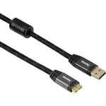 Кабель для IT Hama 125232 Micro USB 3.0 Cable, 24K gold-pl., double shielded, fabric jacket, 1.80 m