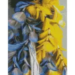 Картина по номерам Strateg HX434 Алмазная мозайка Желто-голубые перья 30x40
