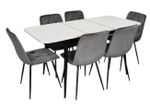 Комплект стол и стулья Evelin di Costacurta стол DT-531R B + 6 стульев YTC-080B Blu-14 (Dark grey)