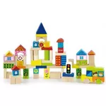 Jucărie Viga 50287 Set cuburi din lemn 70 buc Orașul