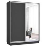 Шкаф Mobildor-Lux Раздвижные двери Fox из зеркала и ДСП (150x60x240 см) Антрацит