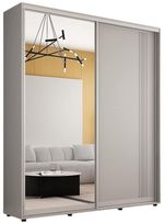 Dulap Mobildor-Lux Compact uși glisante Oglindă + PAL cu ornament linii (200x45x220H cm) Grey