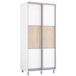 Dulap Mobildor-Lux Aron-S 1.0m-1.8m uși glisante din PAL orizontal (100x60x230H cm) Alb Brilliant