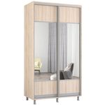 Dulap Mobildor-Lux Aron-S uși glisante din PAL cu oglindă orizontal (110x60x210H cm) Sonoma